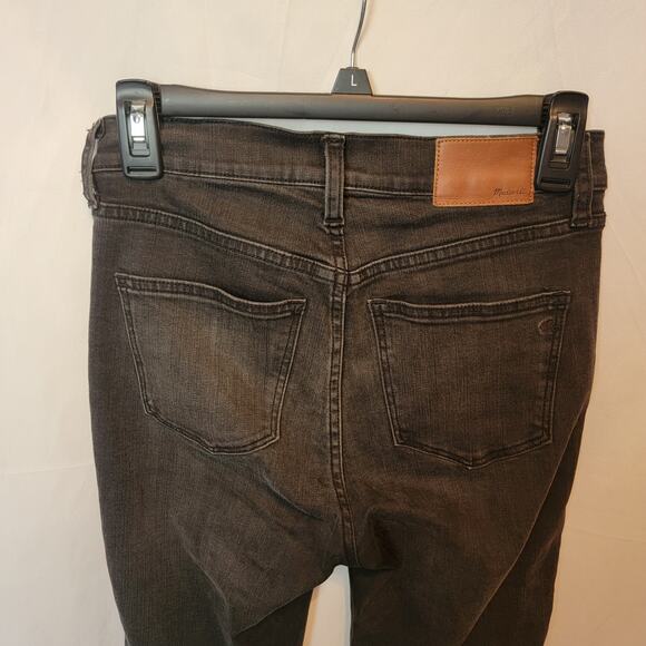 Madewell Washed Black High Waisted Step Raw Hem 10 in Skinny Jeans Size 25 - Picture 8 of 10